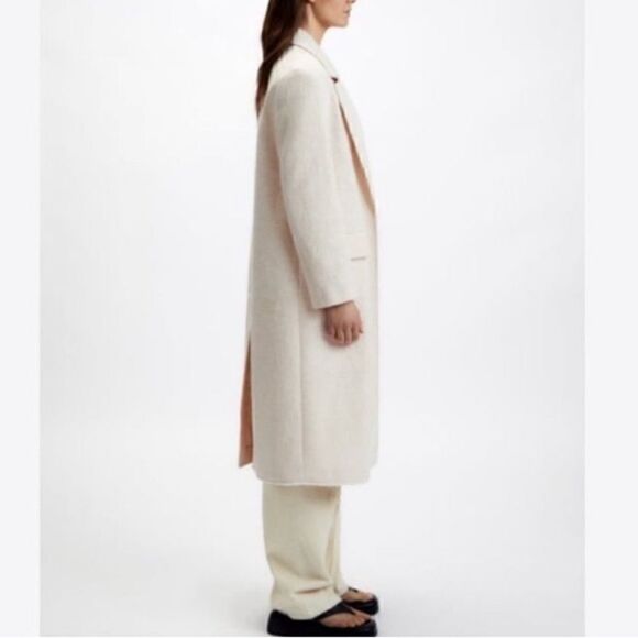 Zara Cream Textured Oversized Long Coat(XS) - Picture 3 of 10